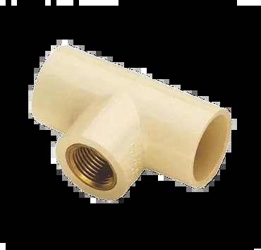 CPVC Brass Reducer Tee | Size: 3/4" X 3/4" X 1/2" (20mm x 20mm x 15mm) | Type: Brass Reducer Tee | Material: CPVC | For hot and cold water plumbing | Max operating temperature: 82°C | Max pressure: 8.79 bar