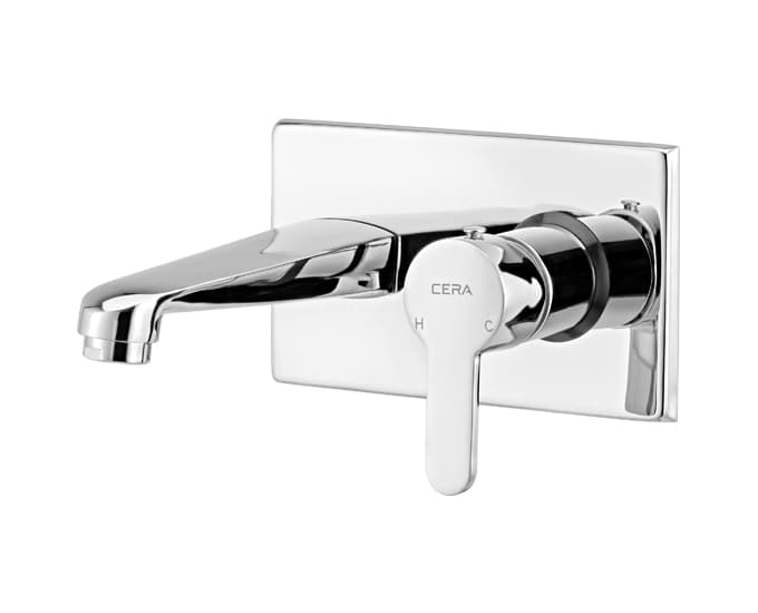 Victor Exposed Part for Wall Mounted Single Lever Basin Mixer (Hot & Cold Water) | Chrome Finish | Compatible with Concealed Part F4065103 sold separately