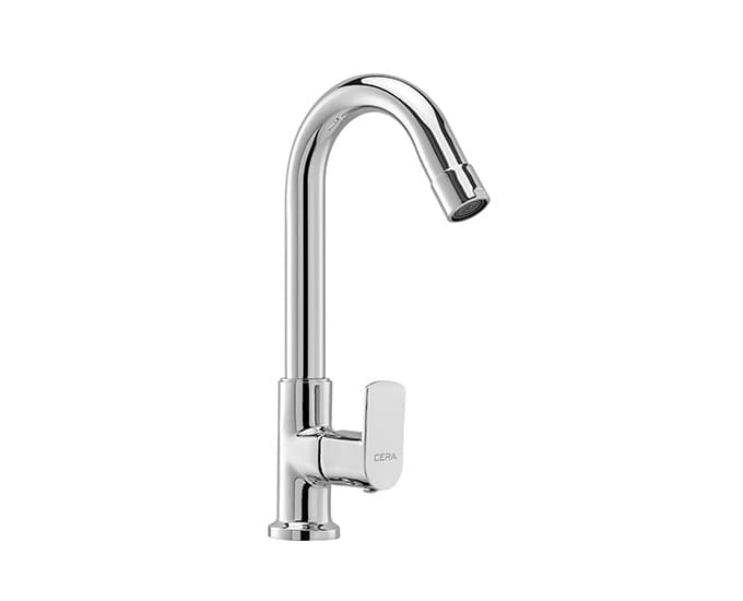 Chromo Sink Cock (Table Mounted) with 165 mm (6.5") Long Swivel Spout | Chrome Finish | For Kitchen use