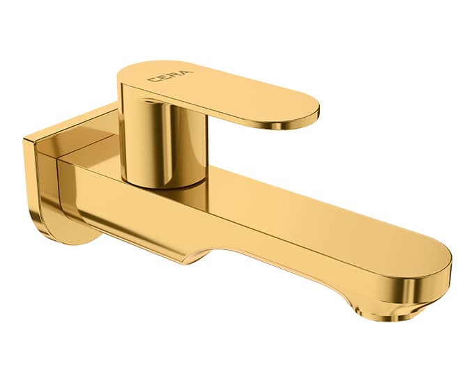 Curve Bib Cock with Wall Flange and Aerator | Chrome Finish