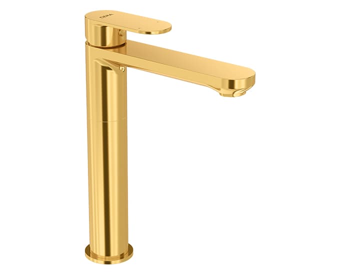 Curve Single Lever Basin Mixer Tall ( Hot & Cold Water) | Chrome Finish | with 300 mm (12") extended body, 131.5 mm spout length and 600 mm braided connection pipe