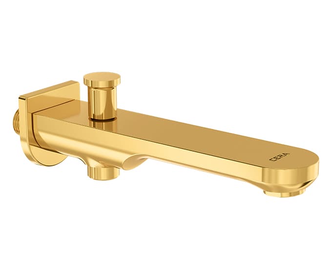 Curve Bath Spout with Wall Flange and Button Arrangement for Telephonic Shower | Chrome Finish