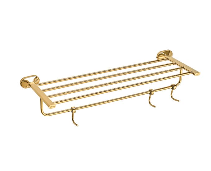 Icon Towel Rack 600 mm (24") with Shelf and Hook | Chrome Finish