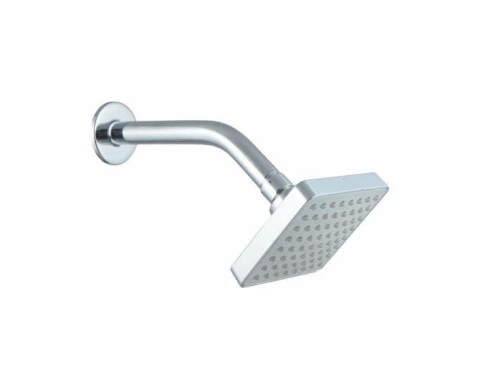 Overhead Rain Shower Square 200 x 200 mm (8" x 8") with 380 mm (15") Long Shower Arm | ABS Body
