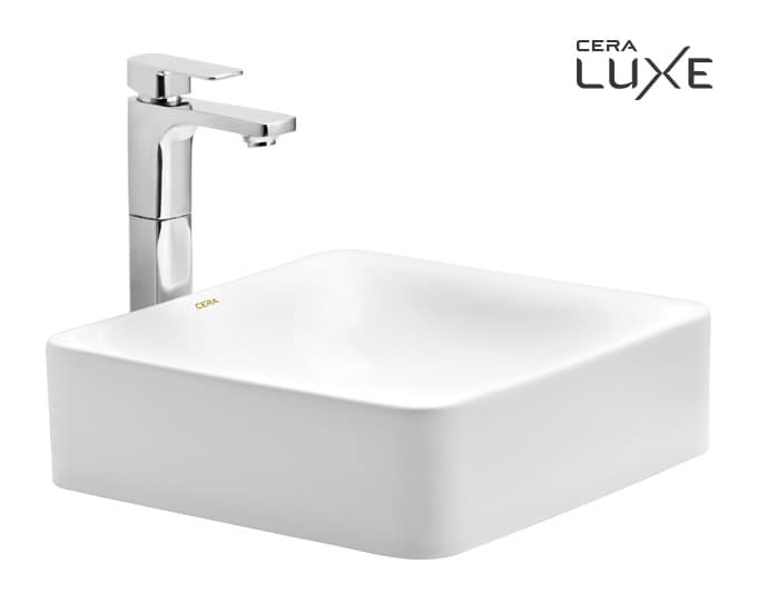 Cancha Table Top Wash Basin | Without Tap Hole Provision | Finish: Snow White | Size: 400 x 400 x 120 mm