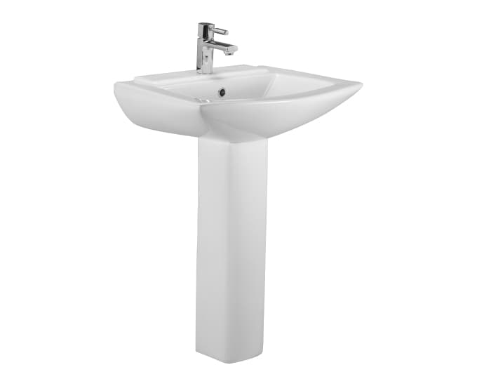 Concord Wall Hung Wash Basin | Finish: Snow White | Size: 630 x 470 x 205 mm | With Tap Hole Provision | For use with Half Pedestal (S2090120) (height 475 mm) | Full Pedastal (S2090107)