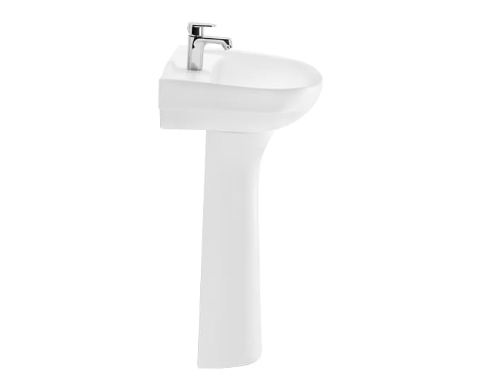 Clair Slim Wall Hung Wash Basin | Finish: Snow White | Size: 550 x 400 x 200 mm | With Tap Hole Provision | For use with Half Pedestal (S2090102) | Full Pedastal (S2090101)