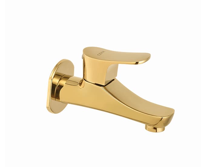 Perla Bib Cock with Wall Flange and Aerator | Chrome Finish