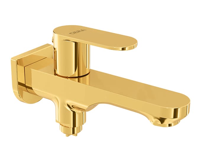 Curve 2-Way Bib Cock with Single Handle and Wall Flange | Chrome Finish