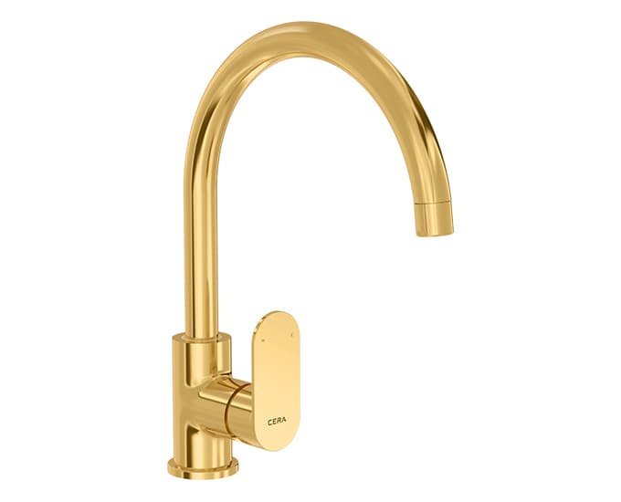 Curve Kitchen Sink Mixer (Wall Mounted) with 200 mm (8") Long Swivel Spout Connecting Legs and Wall Flanges | Chrome Finish