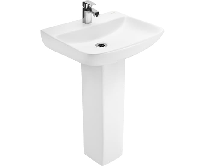 Collage Wall Hung Wash Basin | Finish: Snow White | Size: 515 x 430 x 110 mm | With Tap Hole Provision | For use with Half Pedestal (S2090134) (height 400 mm) | Full Pedastal (S2090135)