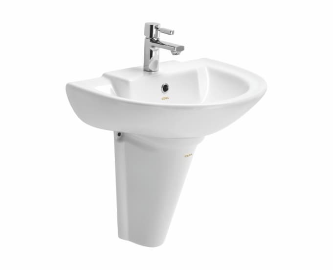 Chime Half Pedestal | Finish: Snow White | Height: 480 mm | Compatible with Chime Wall Hung Wash Basin (S2040139)