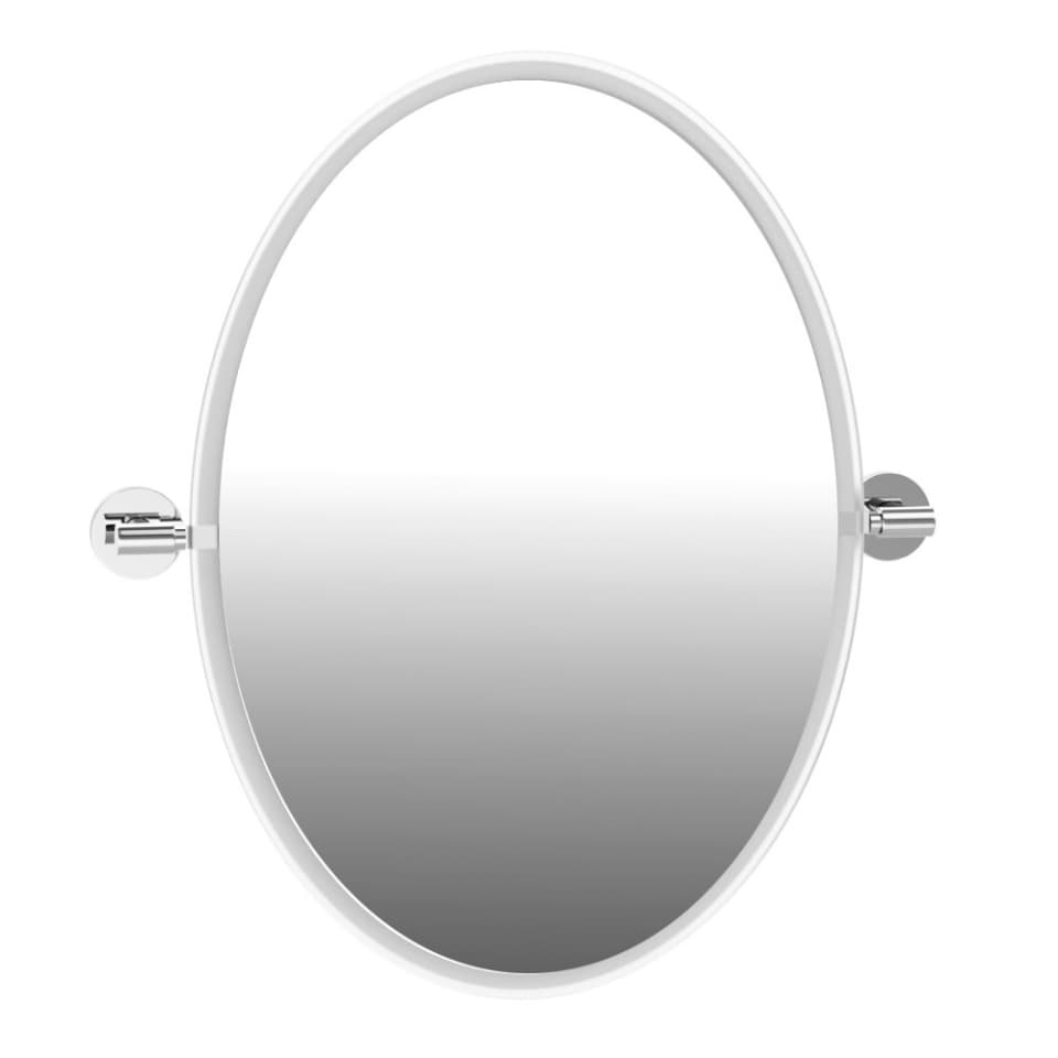 Swivel Mirror 615 x 445 mm Oval Shape with Flange | Oval Shape | Wall-mounted | Finish: Chrome | Material: Stainless Steel