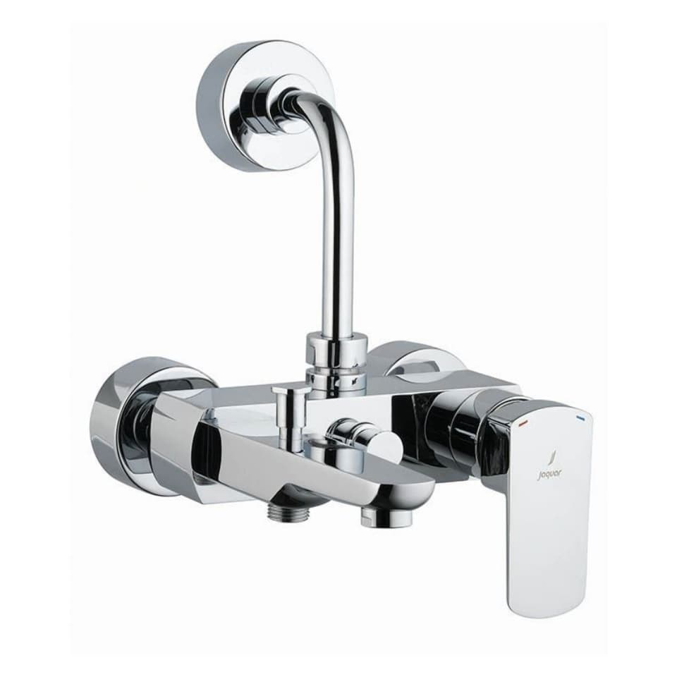Kubix Prime Single Lever 3-in-1 System Wall Mixer | Chrome Finish with Provision for Hand Shower + Overhead Shower + Spout with Connecting Legs and Wall Flanges | Material: Brass