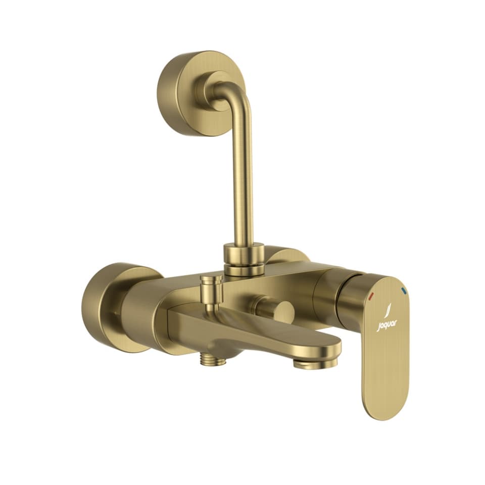 Opal Prime Single Lever 3-in-1 System Wall Mixer with Provision for Hand Shower + Overhead Shower + Spout with Connecting Legs and Wall Flanges | Chrome Finish | Material: Brass