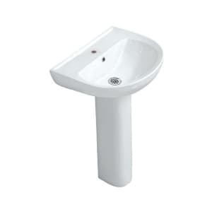 Florentine - Full Pedestal for Wall-Hung Wash Basin (FLS-WHT-5801) | Conceals the supply pipes and waste pipe completely from floor to basin | Dimensions: 155 x 270 x 680 mm | Finish: Chrome | Material: Ceramic