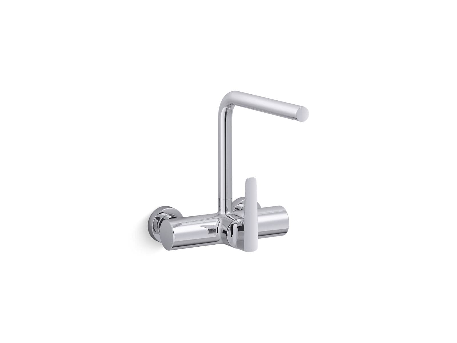 Cuff Sink Mixer (Hot & Cold Water) (Wall Mounted) | Chrome Finish | With 248 mm Long Swivel Spout, Connecting Leg and Wall Flange | For Kitchen use