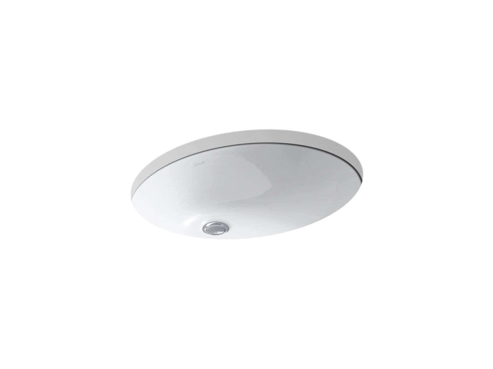 Ladena™ 529 mm Undercounter Wash Basin with glazed underside | White Finish | Must order: Grid drain (K-45432IN-CP) (sold separately)