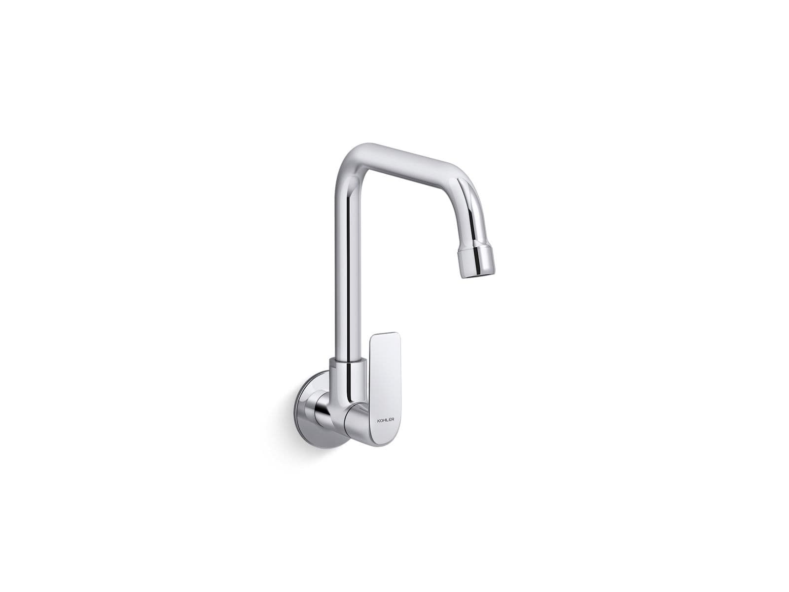 Cuff Sink Cock (Cold Water Only) (Wall Mounted) | Chrome Finish | With 201 mm Long Swivel Spout and Wall Flanges | For Kitchen use