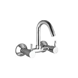 Sink Mixer | Wall Mounted Mixer Tap | Flair Series | Dual Handle Sink Mixer With Chrome Plated Brass Body | Helps Mix Hot And Cold Water With Better Control For Kitchen Tasks