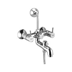 Wall Mixer | Flair Series | Chrome Plated Brass Wall Mixer With Overhead And Hand Shower Support | Offers Versatile Water Outlet Control For Complete Bathing Convenience
