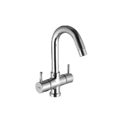 Centre Hole Basin Mixer | Basin Mixer Tap | Flair Series | Twin Control Mixer With Curved Spout And Chrome Finish | Delivers Balanced Hot And Cold Water Flow With Easy Operation
