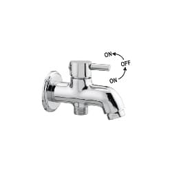 Bib Cock 2 In 1 | Flair Series | Two Way Brass Bib Cock With Chrome Finish | Lets Users Operate Two Water Outlets From A Compact Fitting | Useful Multifunction Tap For Bathrooms And Service Areas
