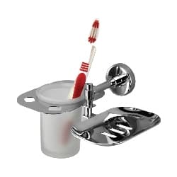 Soap Dish With Tooth Brush Holder | Flair Series | Dual Utility Holder With Premium Finish | Keeps Soap And Toothbrush Items In One Place