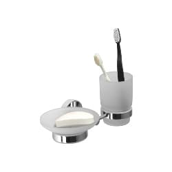 Soap Dish With Tooth Brush Holder | Glare Series | Dual Utility Holder With Premium Finish | Keeps Soap And Toothbrush Items In One Place