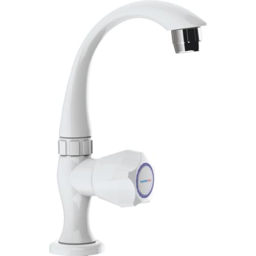 M Series Kitchen Sink Tap (Cold Water) Table Mounted Short Spout | Material : Plastic | Finish : White colour