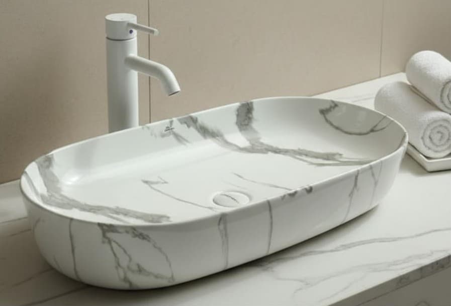 Designer Wash Basin | Table Top | Size: 810x410x135mm | Finish: Marble — image 1