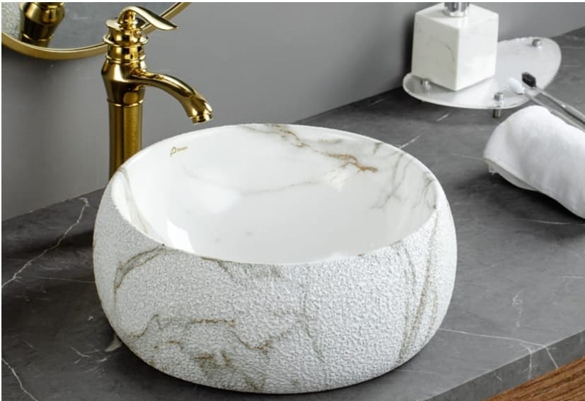 Designer Wash Basin | Table Top | Size: 400x400x155mm | Finish: Marble — image 1