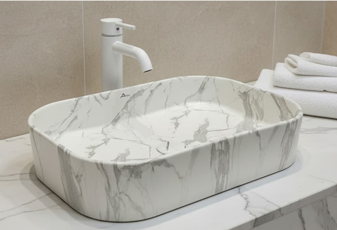 Designer Wash Basin | Table Top | Size: 550x385x110mm | Finish: Marble