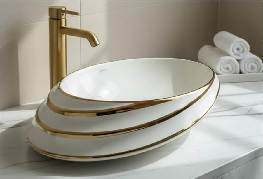 Designer Wash Basin | Table Top | Size: 520x380x130mm | Finish: PVD