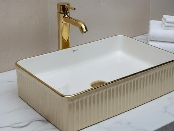Designer Wash Basin | Table Top | Size: 500x340x130mm | Finish: PVD — image 1
