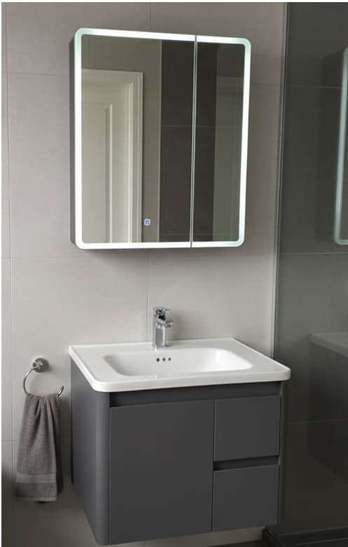 Designer Vanity Cabinet | Cabinet Size: (W)600x(D)470mm | Included: LED Mirror, Wash Basin, Cabinet