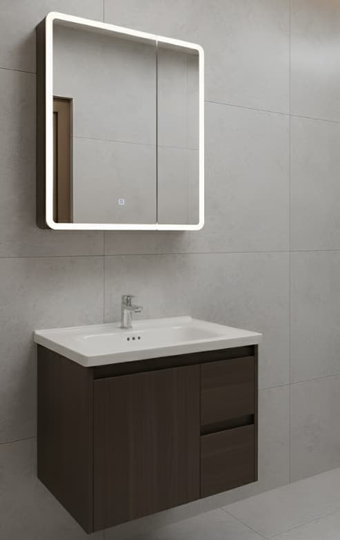 Designer Vanity Cabinet | Cabinet Size: (W)600x(D)470mm | Included: LED Mirror, Wash Basin, Cabinet