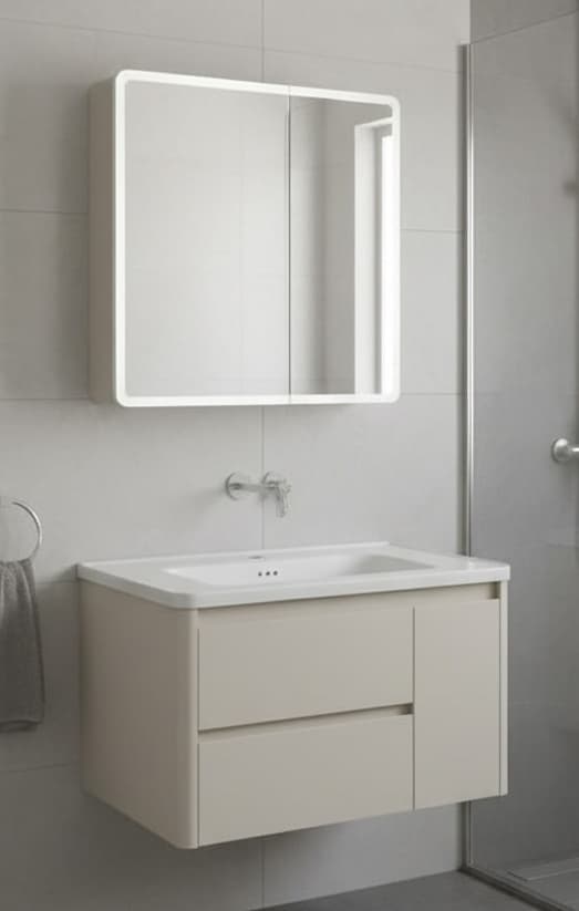 Designer Vanity Cabinet | Cabinet Size: (W)800x(D)470mm | Included: LED Mirror, Wash Basin, Cabinet