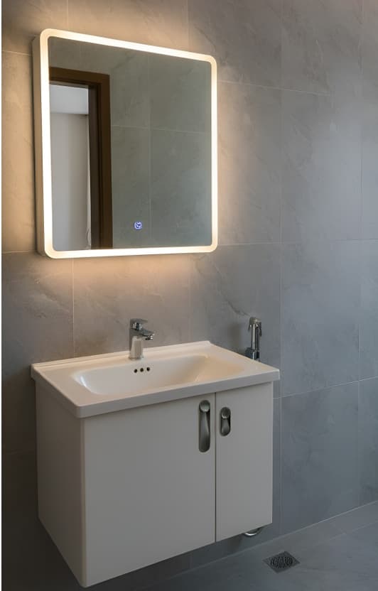 Designer Vanity Cabinet | Cabinet Size: (W)600x(D)470mm | Included: LED Mirror, Wash Basin, Cabinet