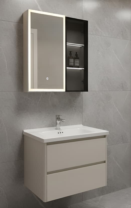 Designer Vanity Cabinet | Cabinet Size: (W)600x(D)470mm | Included: LED Mirror, Wash Basin, Cabinet