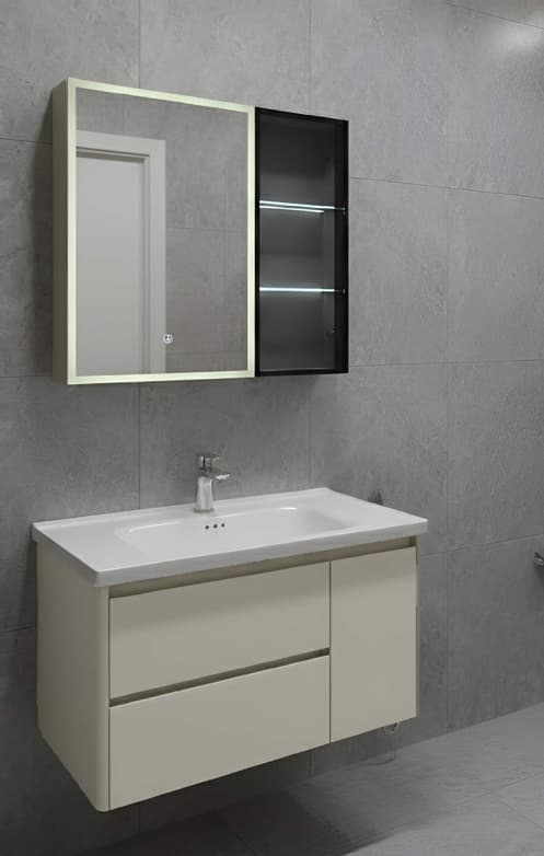 Designer Vanity Cabinet | Cabinet Size: (W)800x(D)470mm | Included: LED Mirror, Wash Basin, Cabinet