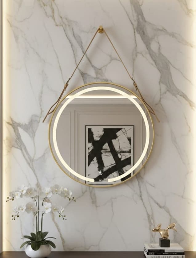Designer LED Mirror | Size: 700x700mm | Finish: Gold — image 1