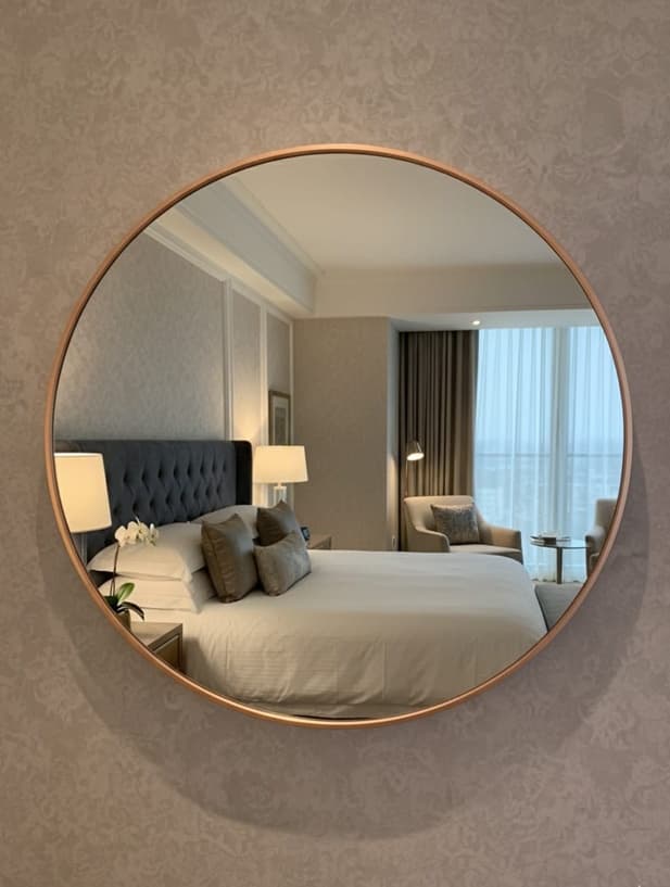 Designer Mirror | Size: 700x700mm | Finish: Rose Gold
