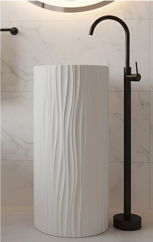 Designer Free Standing Wash Basin | Floor Mounted | Size: 400x400x860mm | Finish: