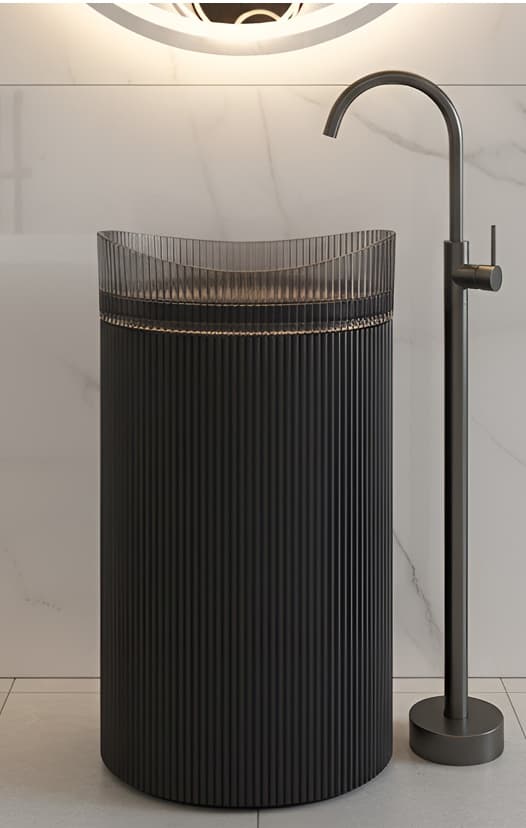 Designer Free Standing Wash Basin | Floor Mounted | Size: 500x380x860mm | Finish: