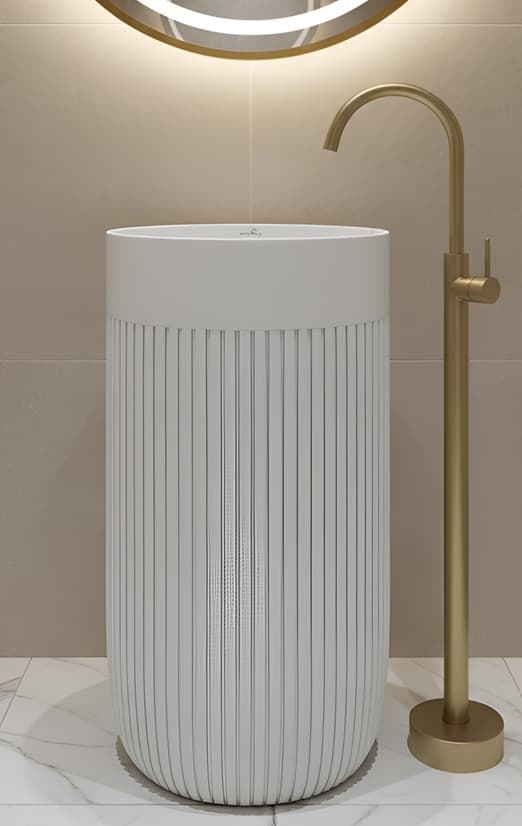 Designer Free Standing Wash Basin | Floor Mounted | Size: 450x450x860mm | Finish: