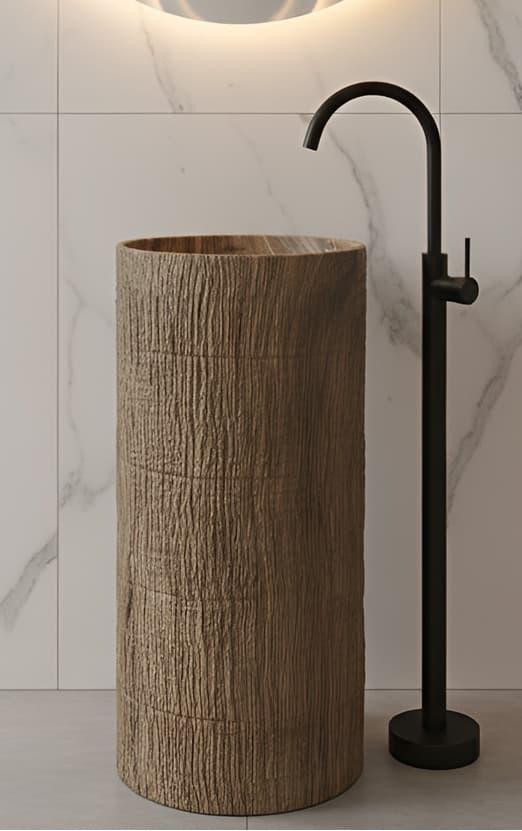 Designer Free Standing Wash Basin | Floor Mounted | Size: 400x400x860mm | Finish: