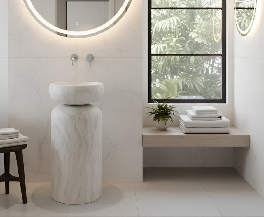 Designer Free Standing Wash Basin | Floor Mounted | Size: 400x400x860mm | Finish: