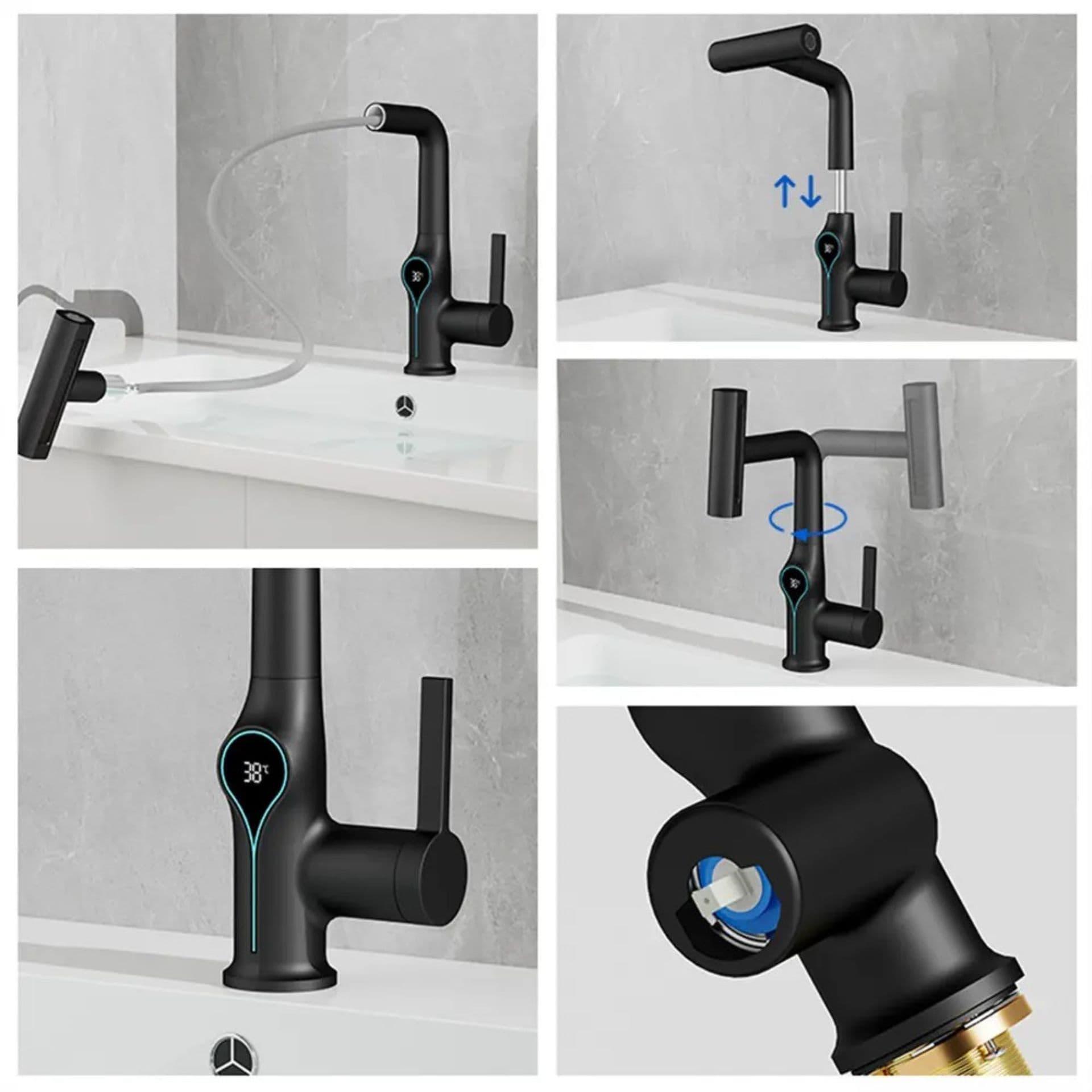 Designer Kitchen Faucet (Hot & Cold) | Finish: Matt Black — image 4