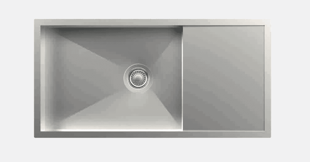 Drainer Series Steel Kitchen Sink 36" x 18" x 8" (915 x 460 x 200mm) | Chrome Finish | SS 304 Grade | Top Mount & Under Mount Installation | Slab Cutting Size: 550 x 410mm — image 1